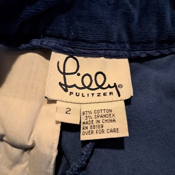 Lilly Pulitzer women's size 2, White Label dark blue corduroy pants havd defect - Picture 2 of 5